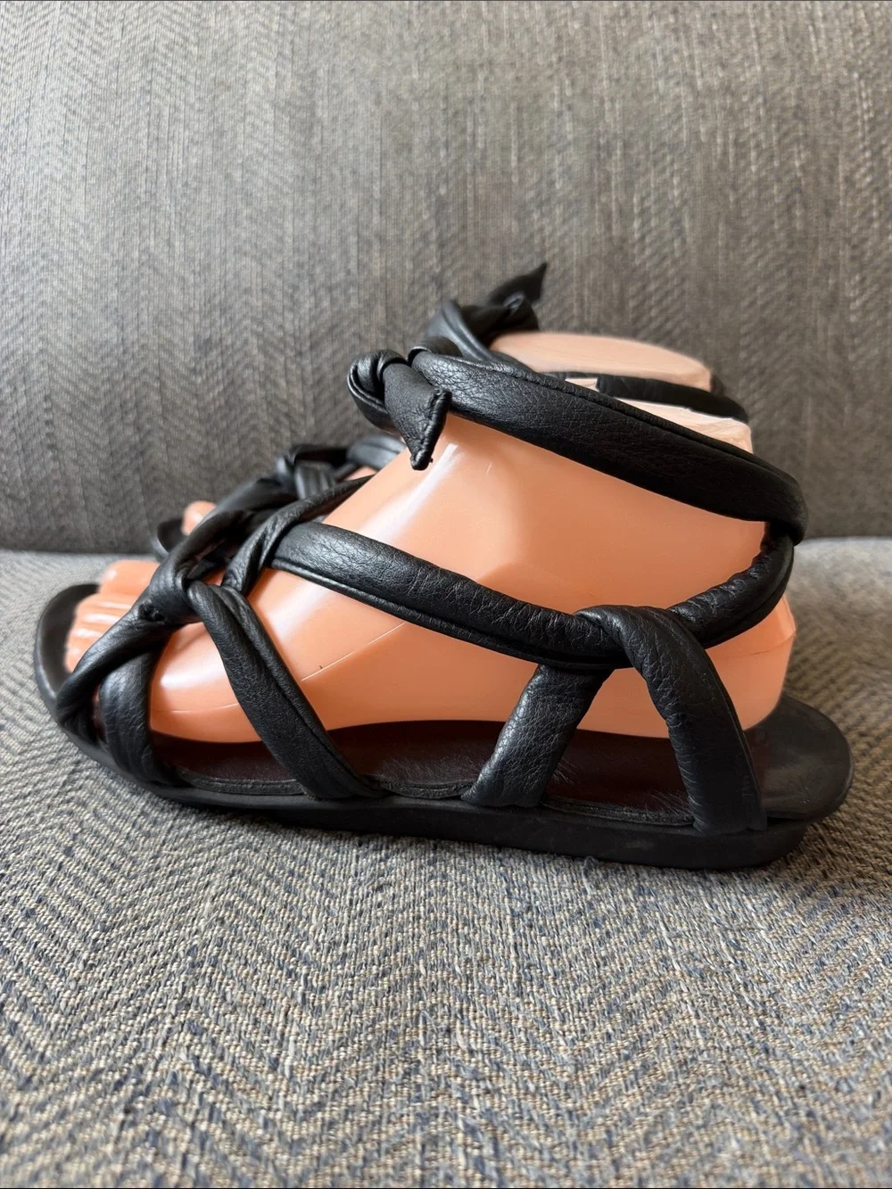 TRIPPEN | Gossamer Lust Black Leather Sandals Size: 40
